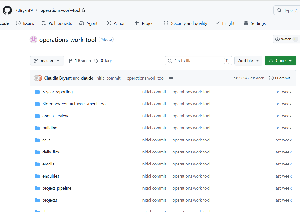 GitHub repo - CBryant9 / operations-work-tool